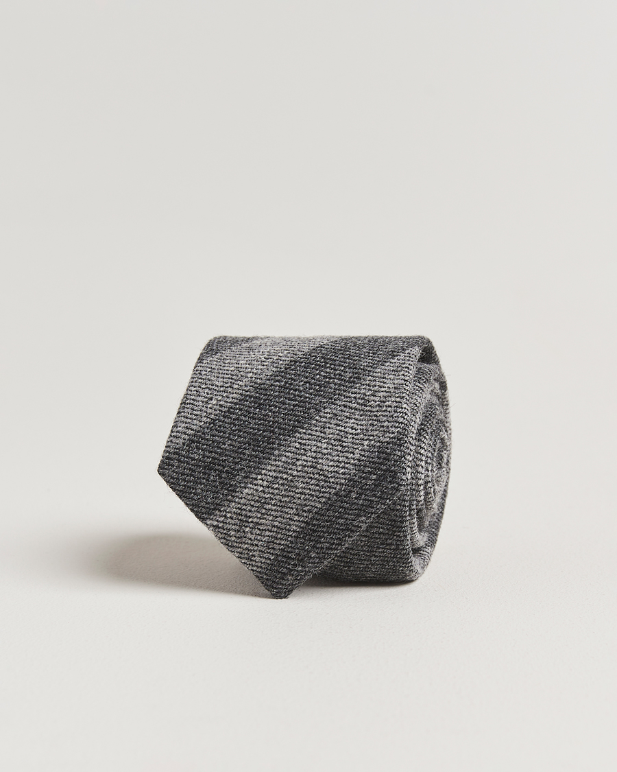 Uomini | Drake's Dual Stripe Wool Tie Grey | Drake's | Dual Stripe Wool Tie Grey