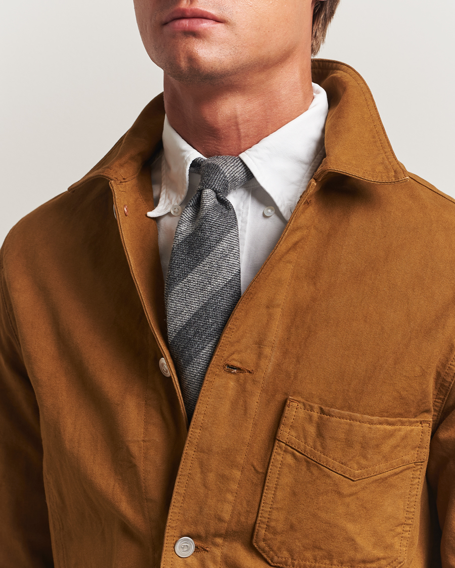 Uomini | Drake's Dual Stripe Wool Tie Grey | Drake's | Dual Stripe Wool Tie Grey