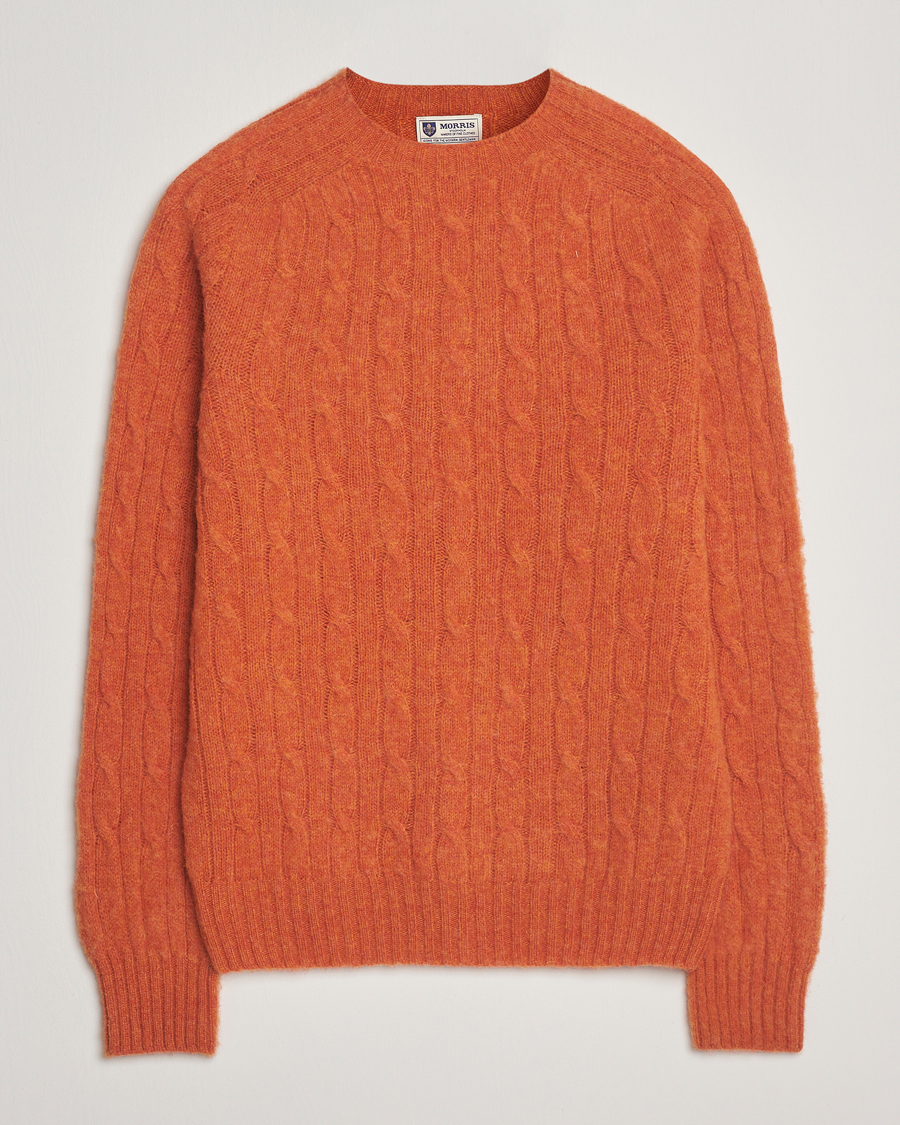 Uomini | Maglieria | Morris | Brushed Cable Sweater Orange