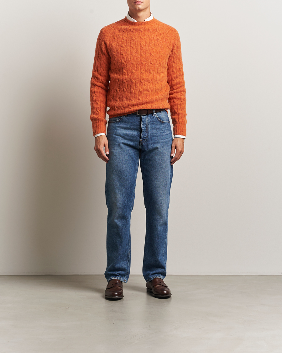 Uomini | Maglieria | Morris | Brushed Cable Sweater Orange