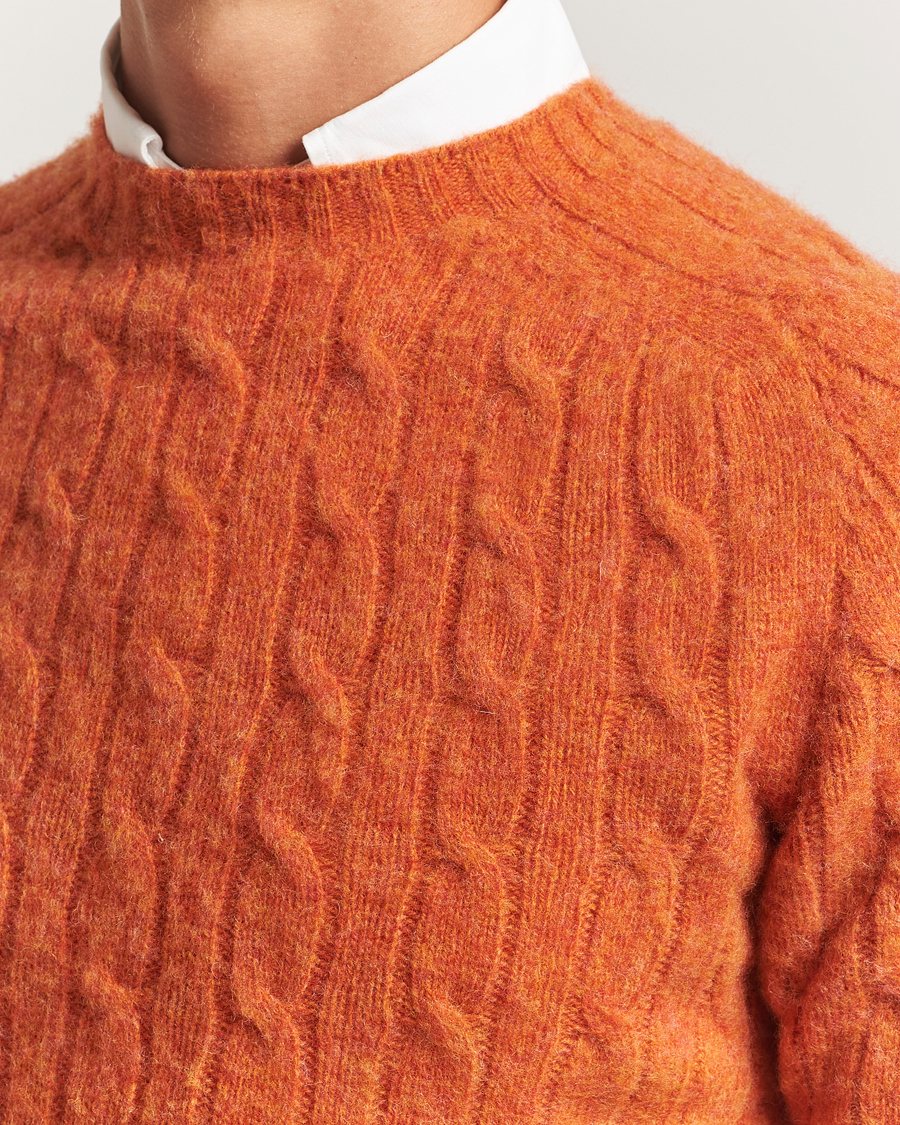 Uomini | Maglieria | Morris | Brushed Cable Sweater Orange