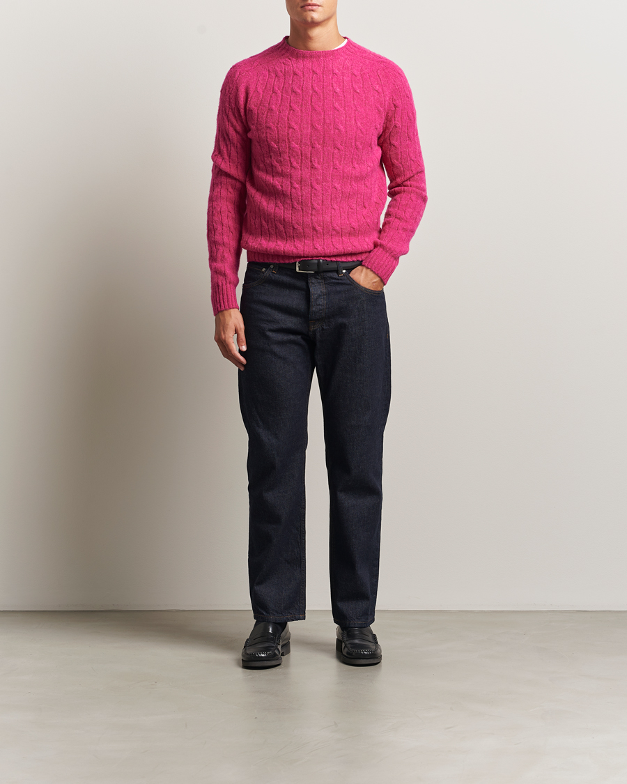 Uomini | Maglieria | Morris | Brushed Cable Sweater Pink