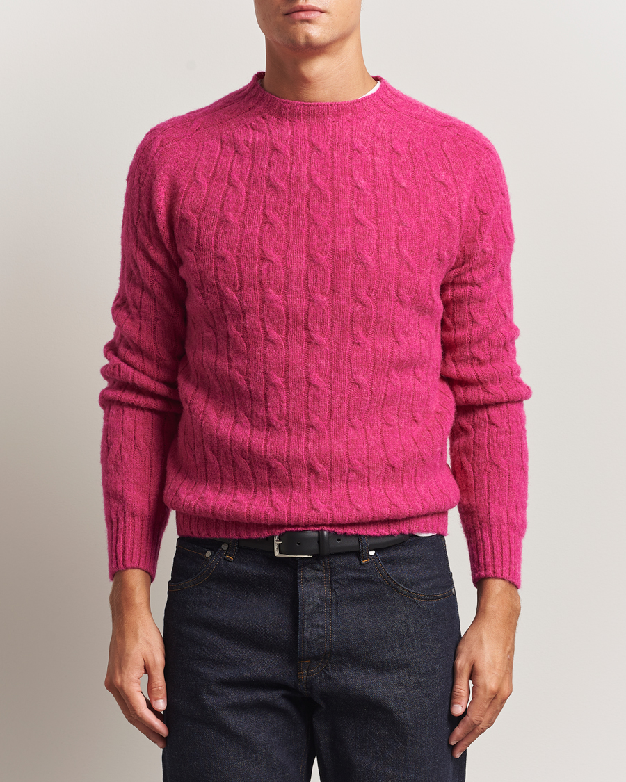 Uomini | Maglieria | Morris | Brushed Cable Sweater Pink