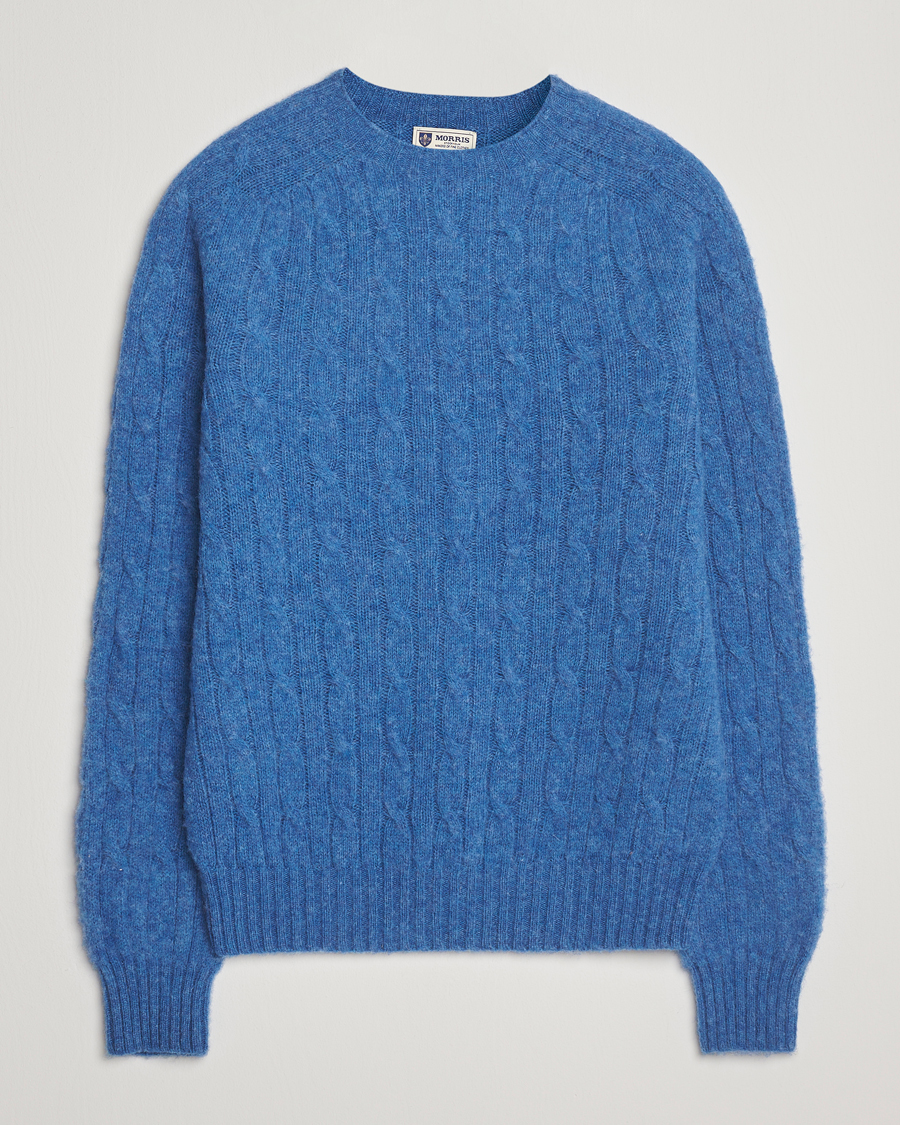 Uomini | Maglieria | Morris | Brushed Cable Sweater Blue