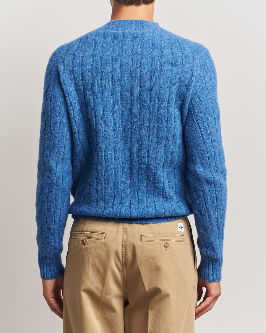 Uomini | Maglieria | Morris | Brushed Cable Sweater Blue
