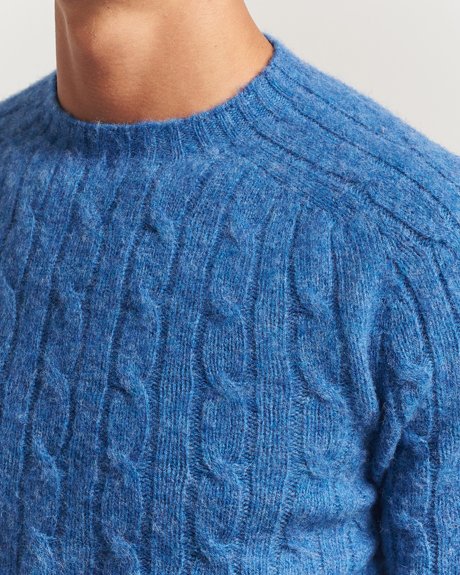 Uomini | Maglieria | Morris | Brushed Cable Sweater Blue