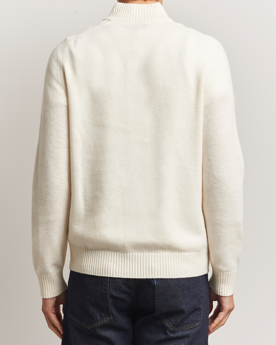 Uomini | Maglieria | Morris | Hertford Lambswool Merino Half Zip Off White