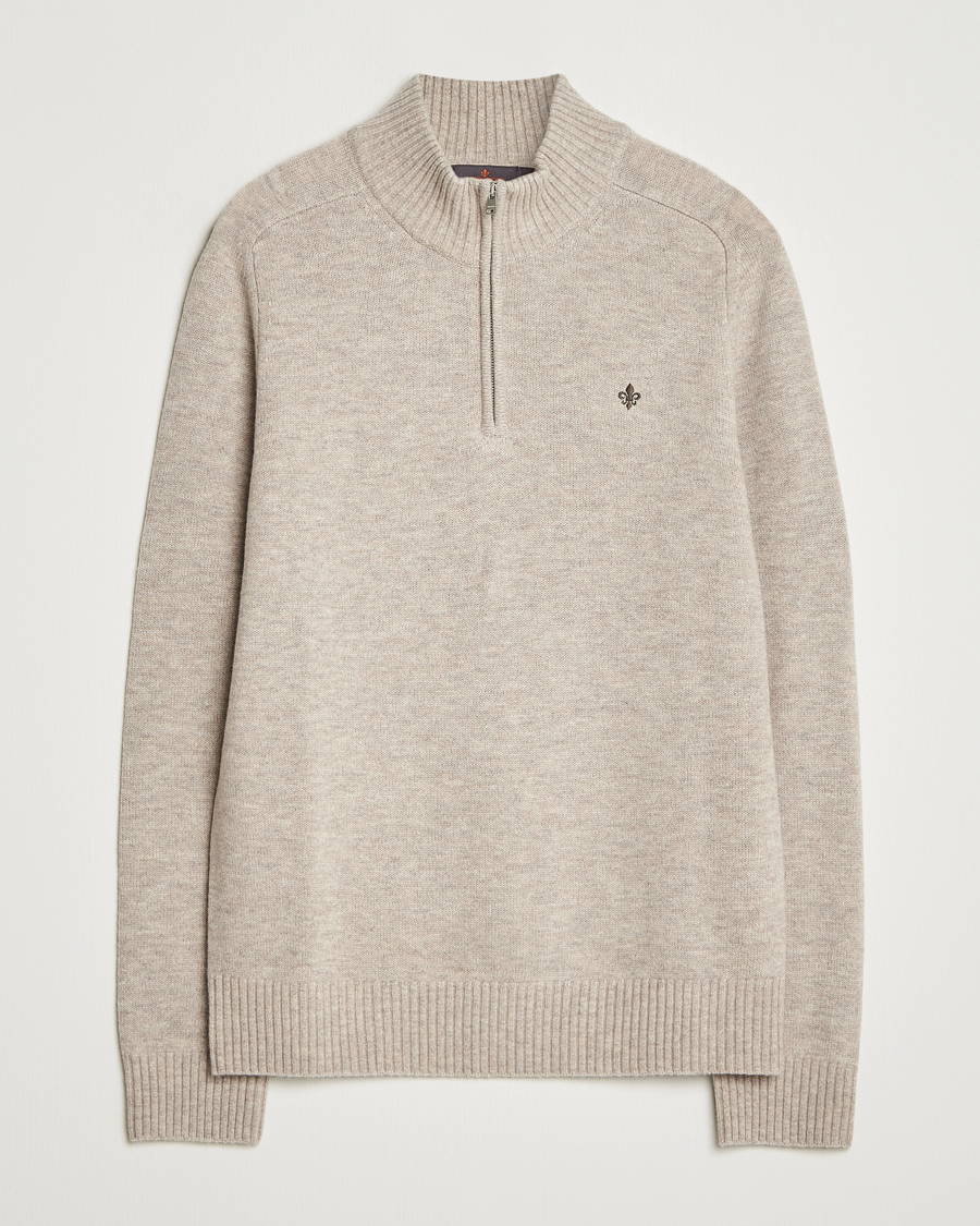 Uomini | Maglieria | Morris | Hertford Lambswool Merino Half Zip Khaki