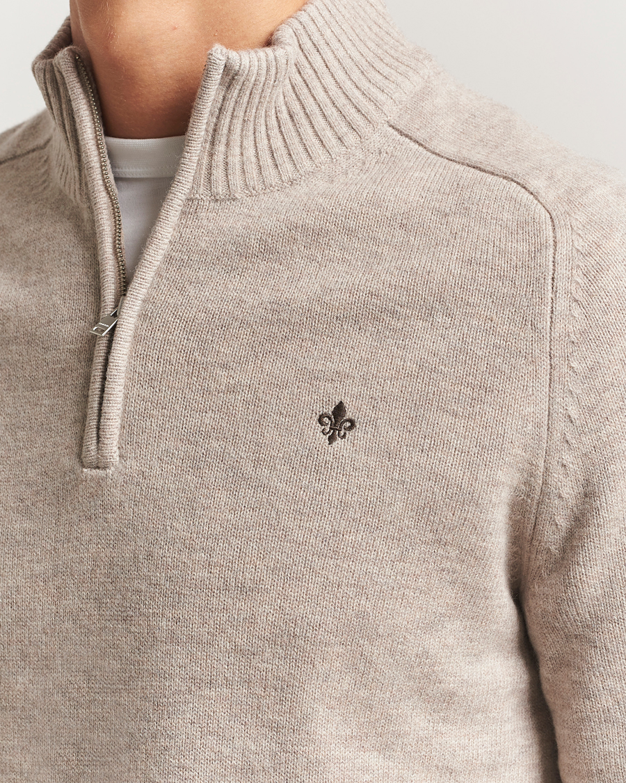 Uomini | Maglieria | Morris | Hertford Lambswool Merino Half Zip Khaki