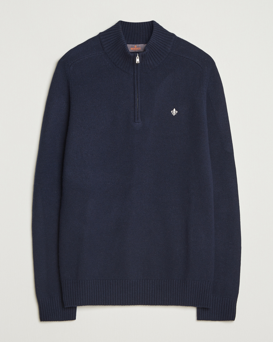 Uomini | Maglieria | Morris | Hertford Lambswool Merino Half Zip Navy