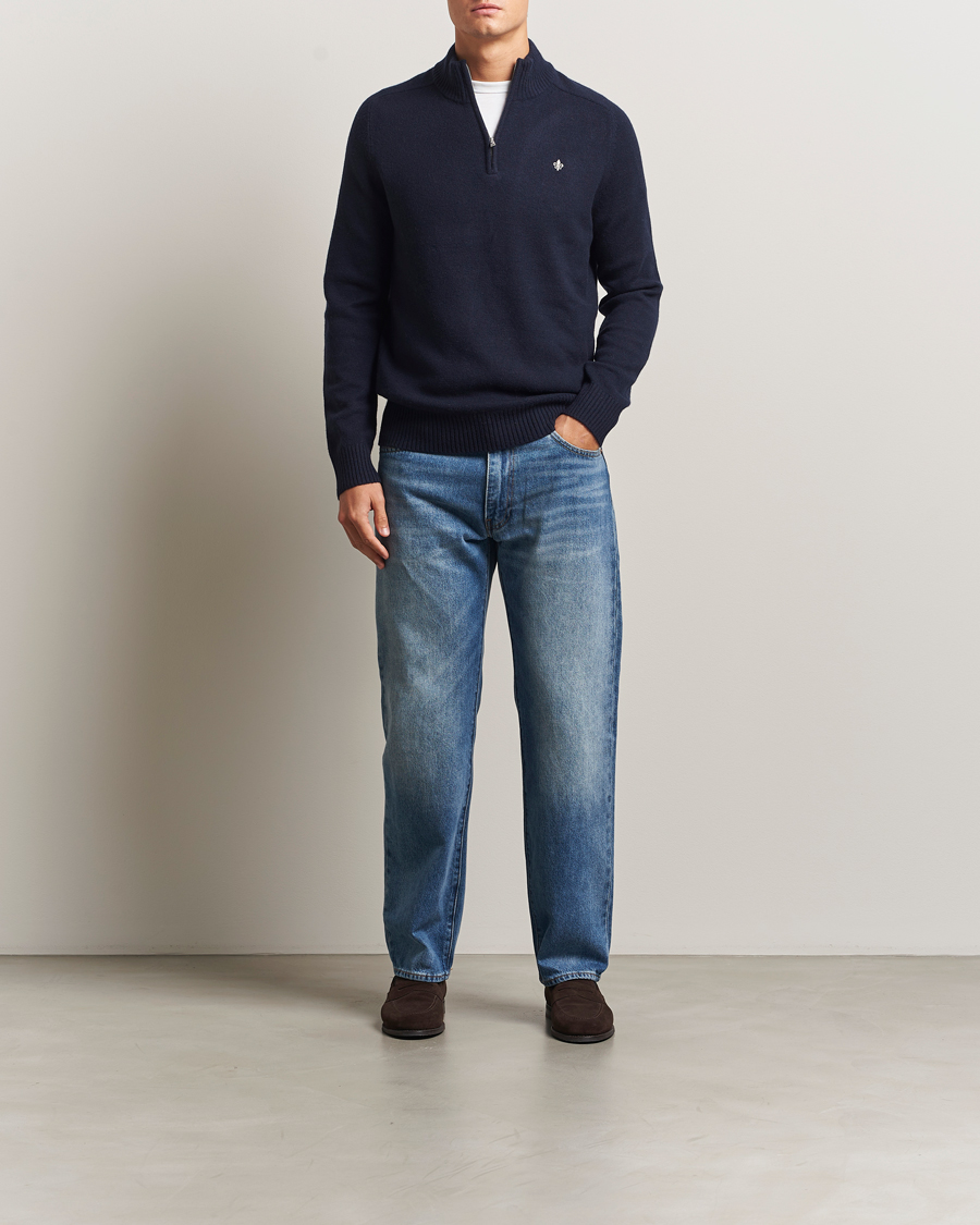 Uomini | Maglieria | Morris | Hertford Lambswool Merino Half Zip Navy