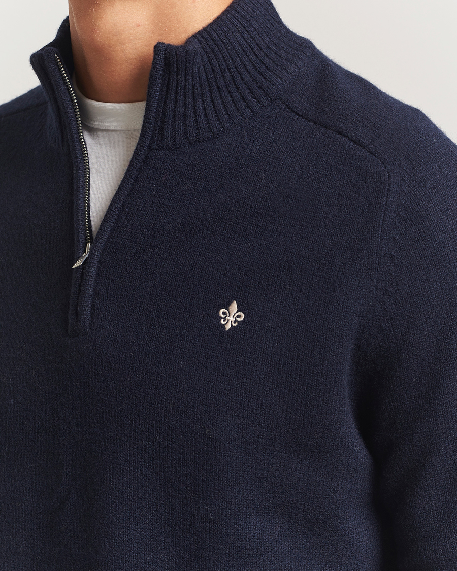Uomini | Maglieria | Morris | Hertford Lambswool Merino Half Zip Navy