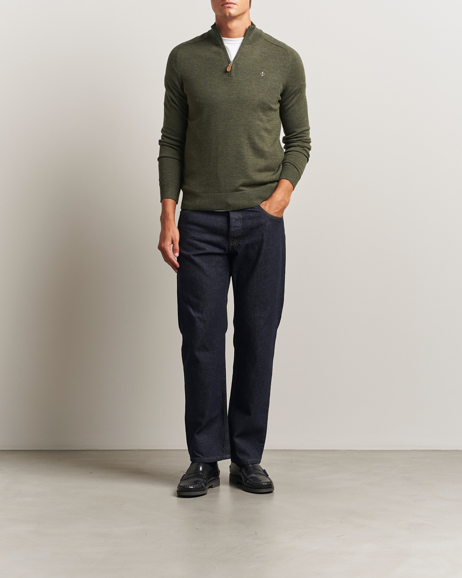 Uomini | Maglieria | Morris | John Merino Half Zip Olive