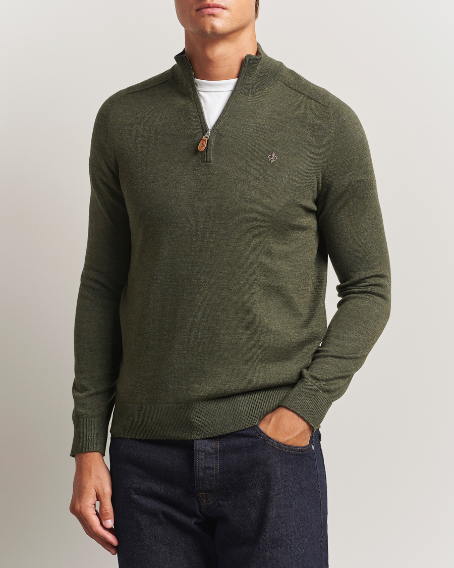 Uomini | Maglieria | Morris | John Merino Half Zip Olive