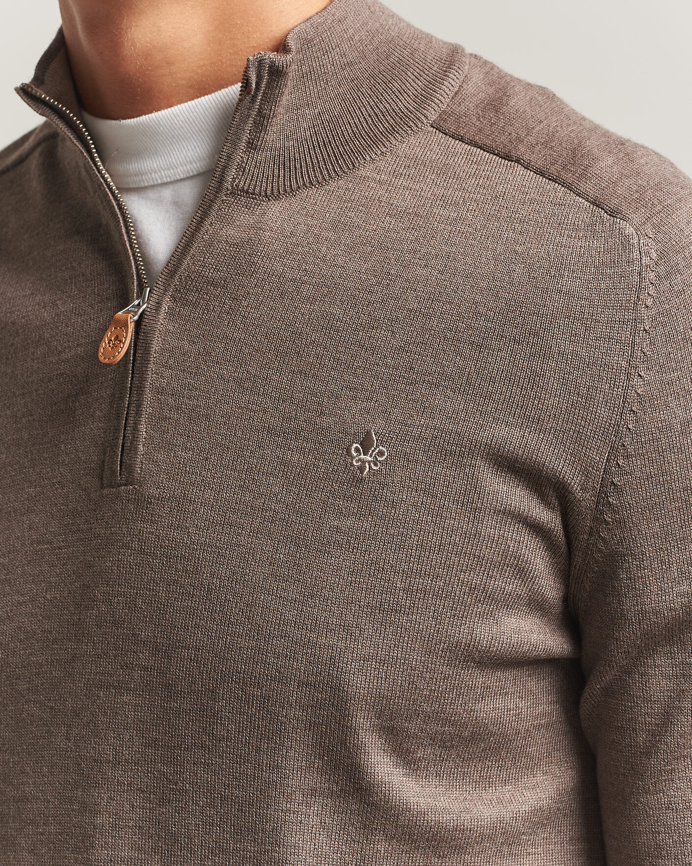 Uomini | Maglieria | Morris | John Merino Half Zip Brown