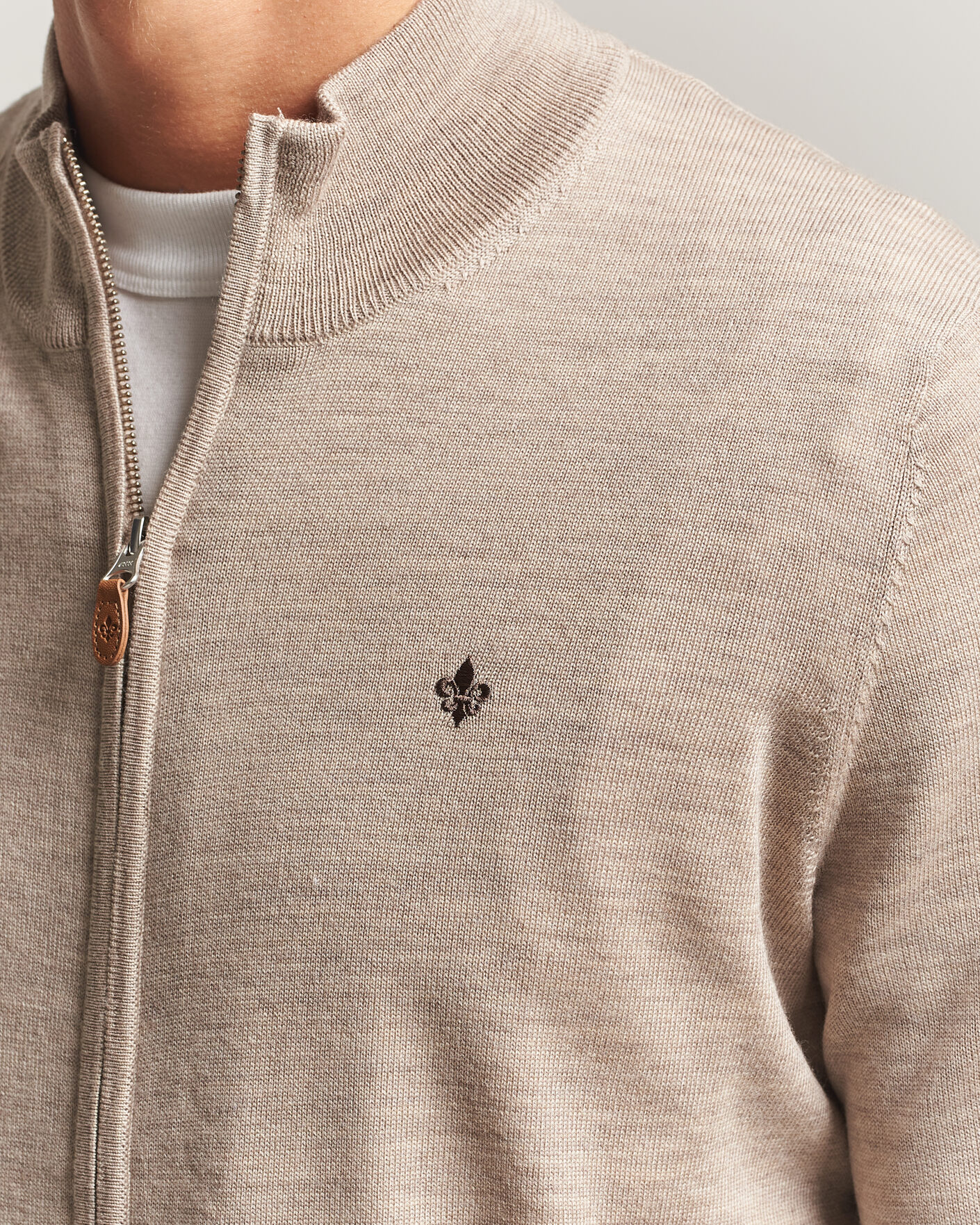 Uomini | Maglieria | Morris | Merino Full Zip Cardigan Khaki
