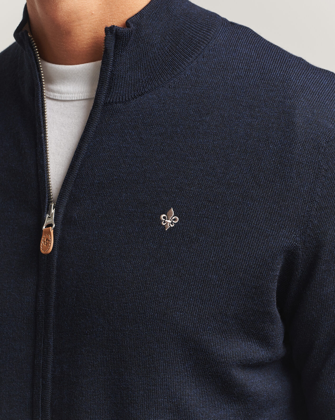 Uomini | Maglieria | Morris | Merino Full Zip Cardigan Navy