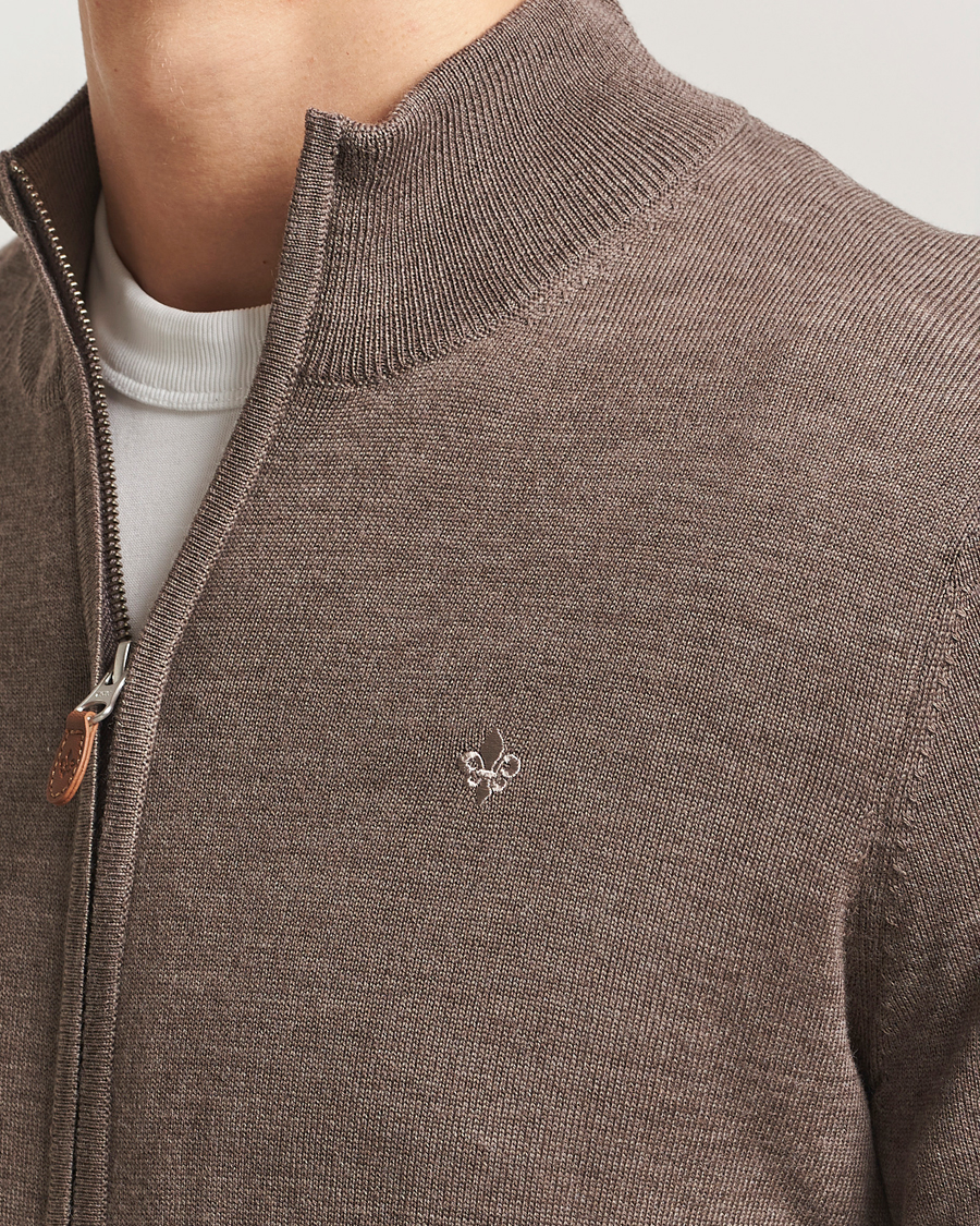 Uomini | Maglieria | Morris | Merino Full Zip Cardigan Brown