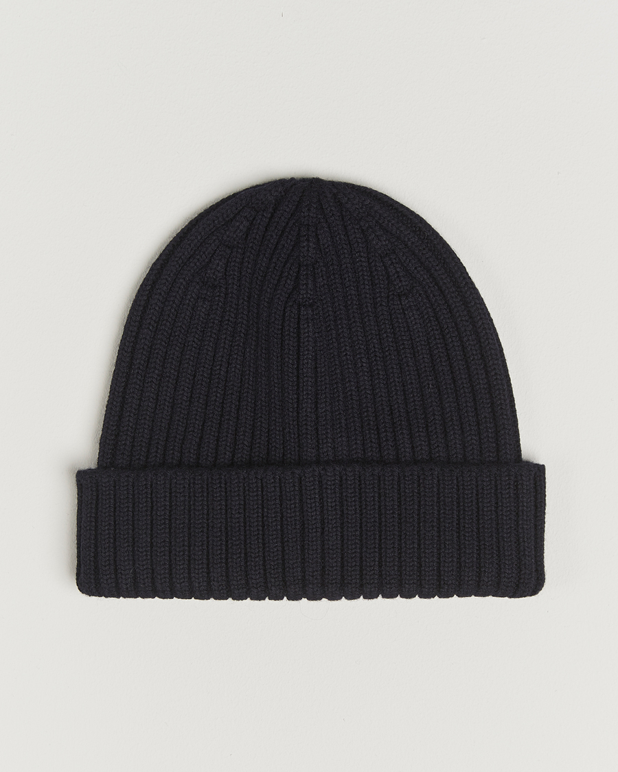 Uomini | Berretti | Stenströms | Rib Knitted Merino Beanie Navy