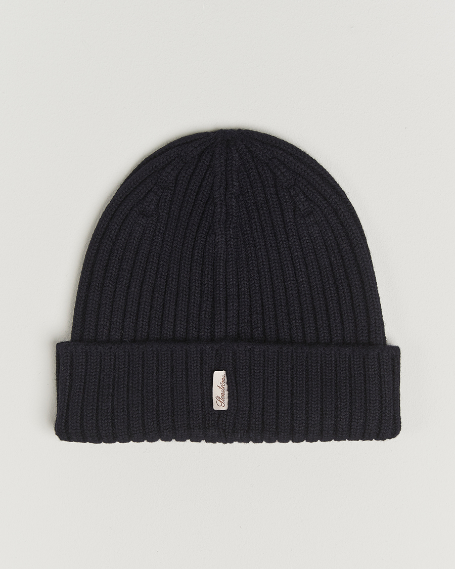 Uomini | Berretti | Stenströms | Rib Knitted Merino Beanie Navy