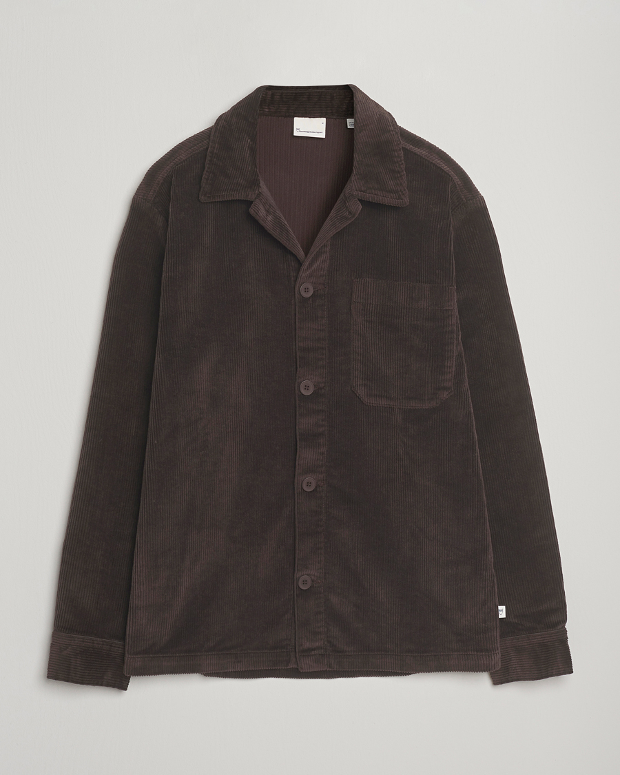 Uomini | Camicie | KnowledgeCotton Apparel | Cotton Corduroy Overshirt Chocolate