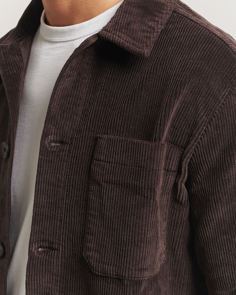 Uomini | Camicie | KnowledgeCotton Apparel | Cotton Corduroy Overshirt Chocolate