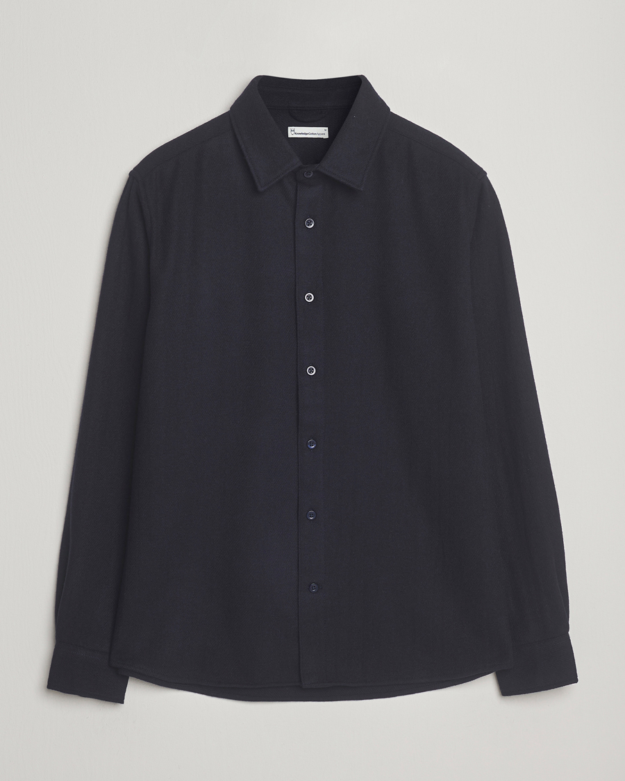Uomini | Camicie | KnowledgeCotton Apparel | Merino Wool Overshirt Night Sky
