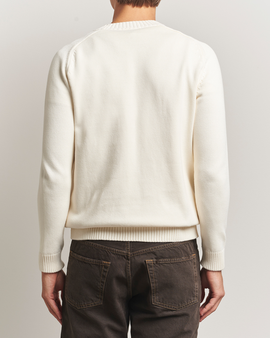 Uomini | Maglieria | KnowledgeCotton Apparel | Plain Knitted Cotton Crewneck Egret