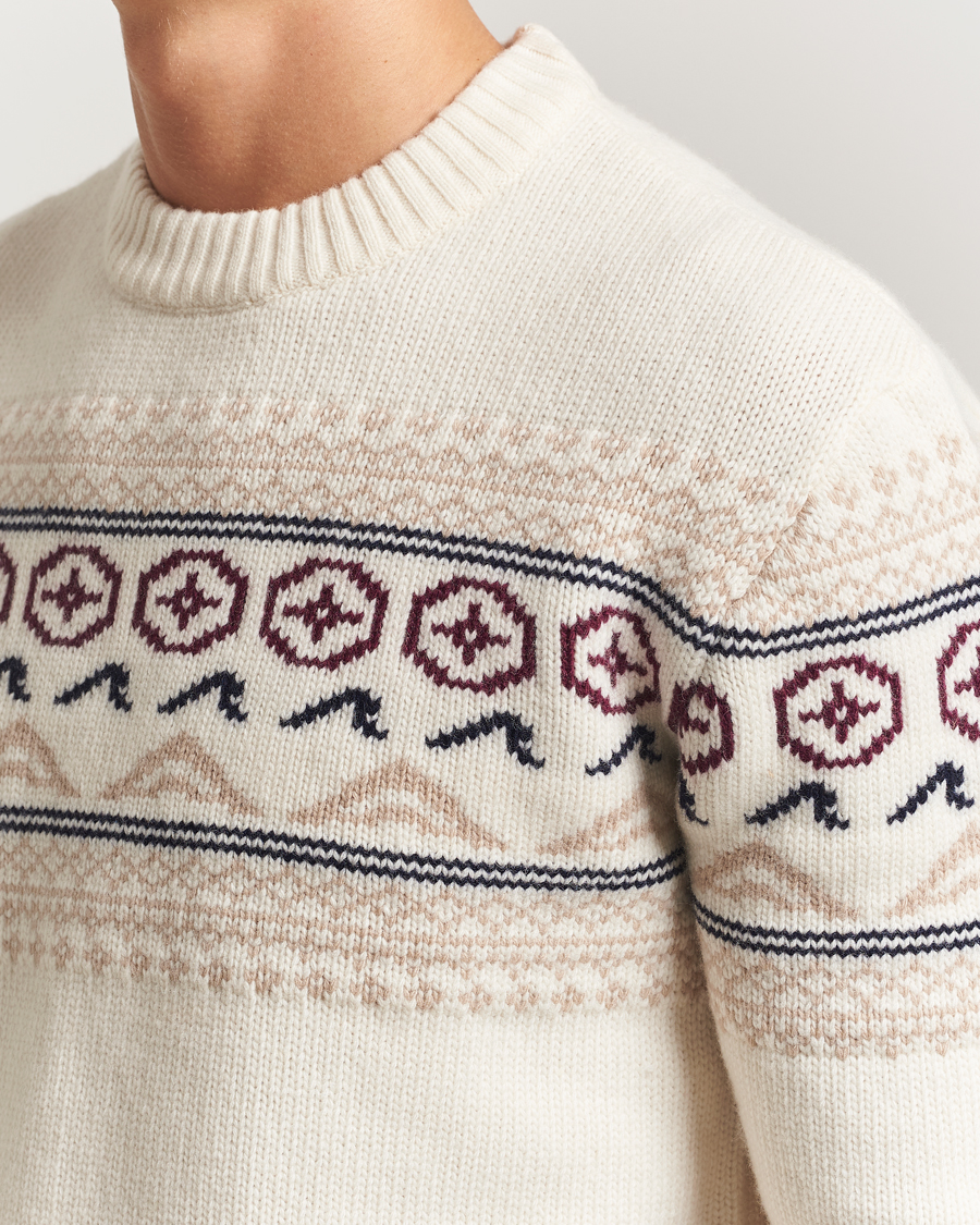 Uomini | Maglieria | KnowledgeCotton Apparel | Lambswool Knitted Crewneck Egret