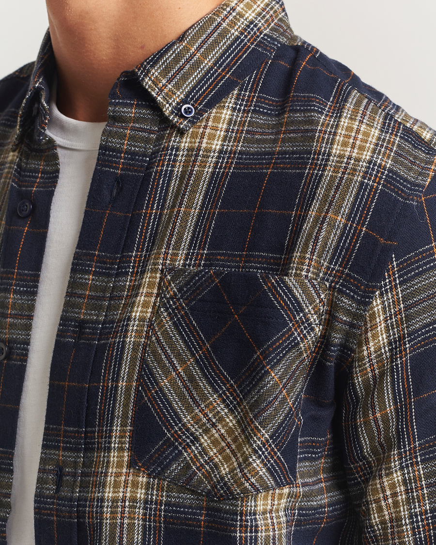 Uomini | Camicie | KnowledgeCotton Apparel | Checked Flannel Shirt Navy/Green