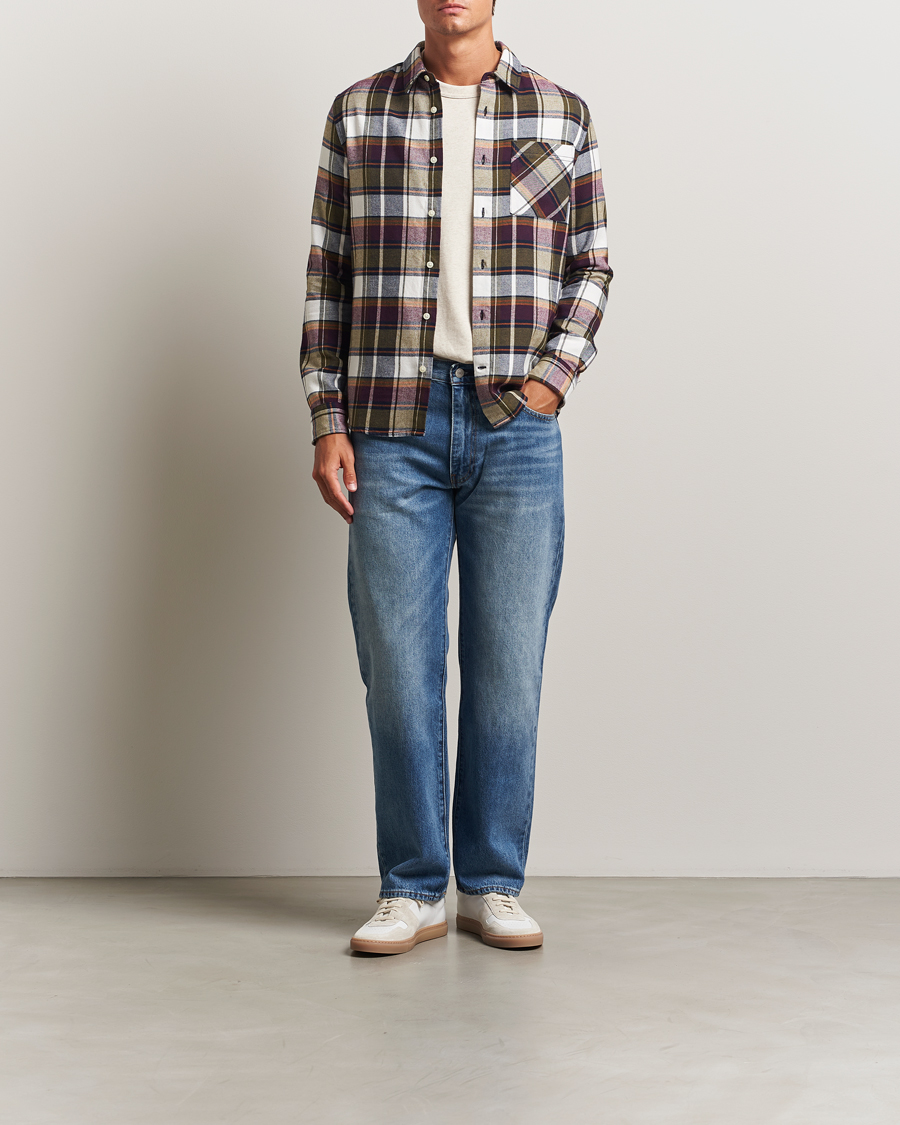 Uomini | Camicie | KnowledgeCotton Apparel | Cotton Checked Flannel Shirt Green