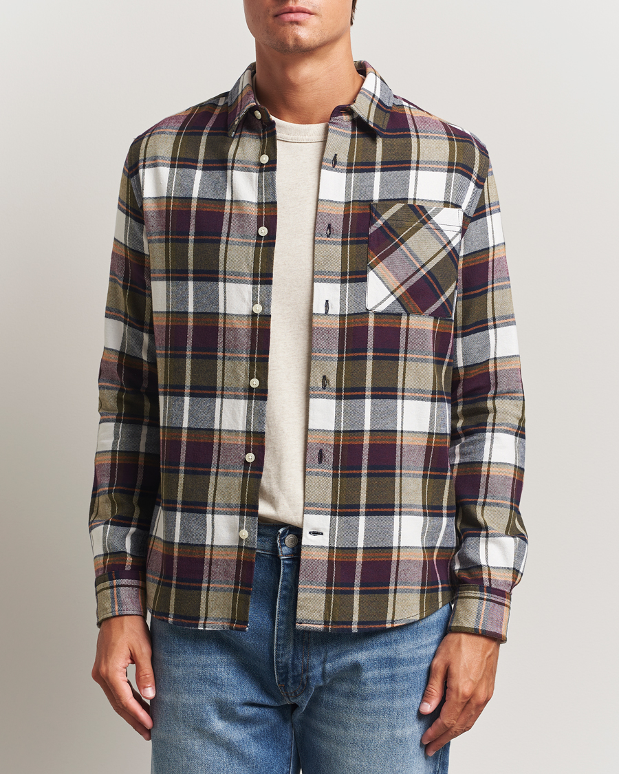 Uomini | Camicie | KnowledgeCotton Apparel | Cotton Checked Flannel Shirt Green