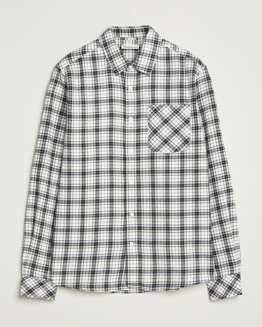 Uomini | Camicie | KnowledgeCotton Apparel | Cotton Small Checked Flannel Shirt Blue