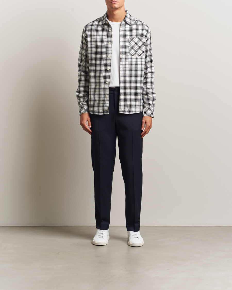 Uomini | Camicie | KnowledgeCotton Apparel | Cotton Small Checked Flannel Shirt Blue