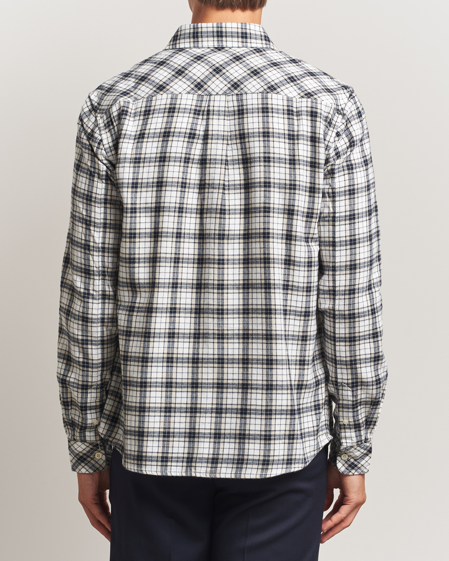 Uomini | Camicie | KnowledgeCotton Apparel | Cotton Small Checked Flannel Shirt Blue