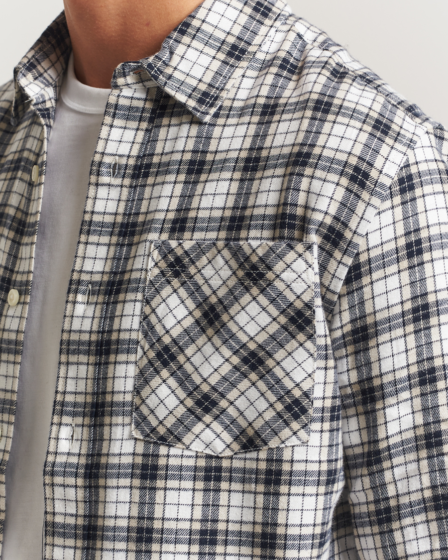 Uomini | Camicie | KnowledgeCotton Apparel | Cotton Small Checked Flannel Shirt Blue