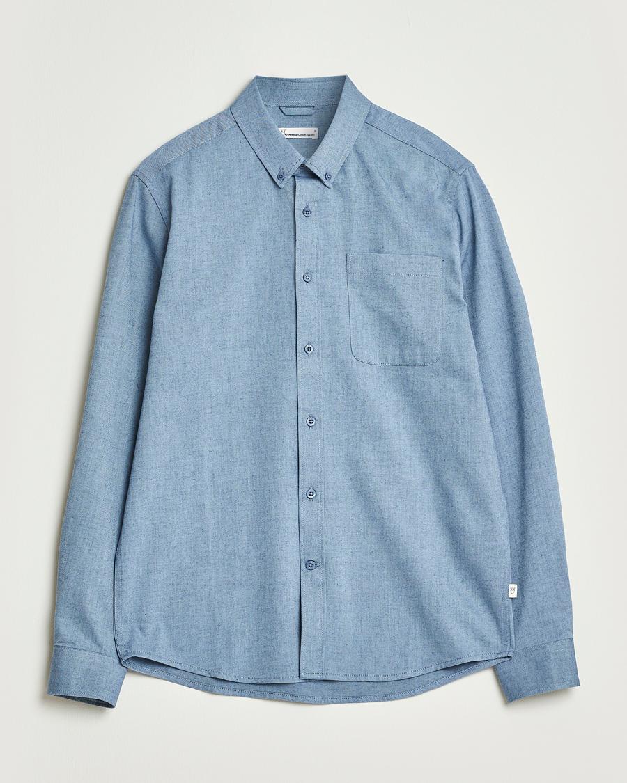Uomini | Camicie | KnowledgeCotton Apparel | Regular Fit Melange Flannel Shirt Denim