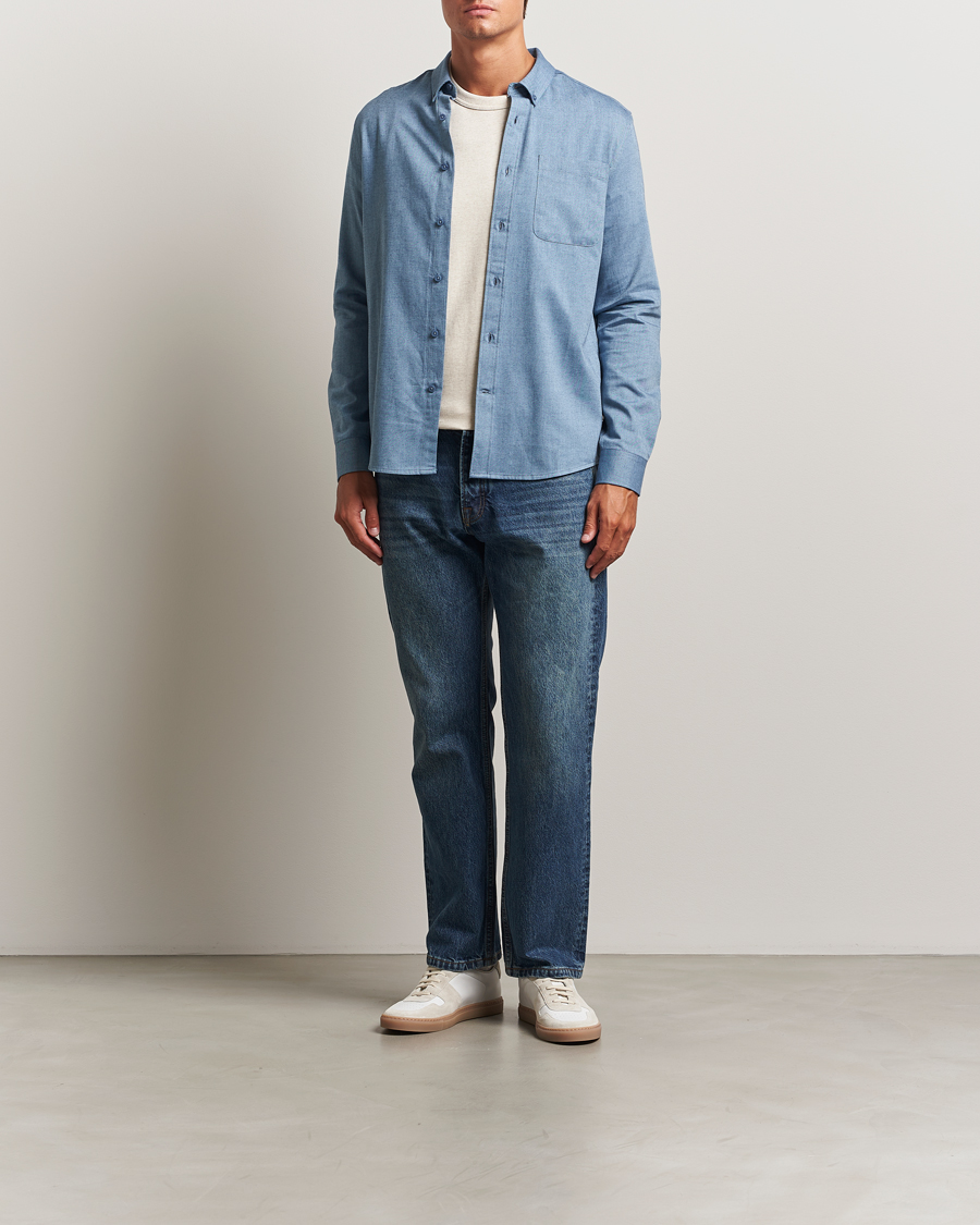 Uomini | Camicie | KnowledgeCotton Apparel | Regular Fit Melange Flannel Shirt Denim
