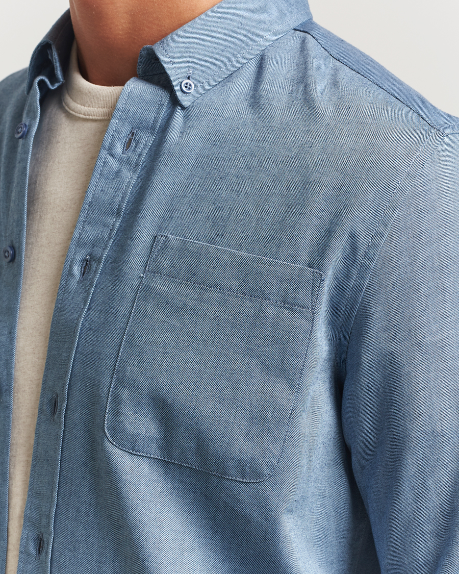 Uomini | Camicie | KnowledgeCotton Apparel | Regular Fit Melange Flannel Shirt Denim