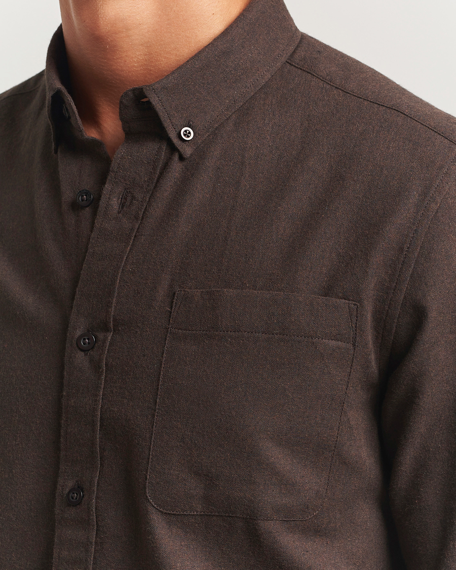 Uomini | Camicie | KnowledgeCotton Apparel | Regular Fit Melange Flannel Shirt Chocolate