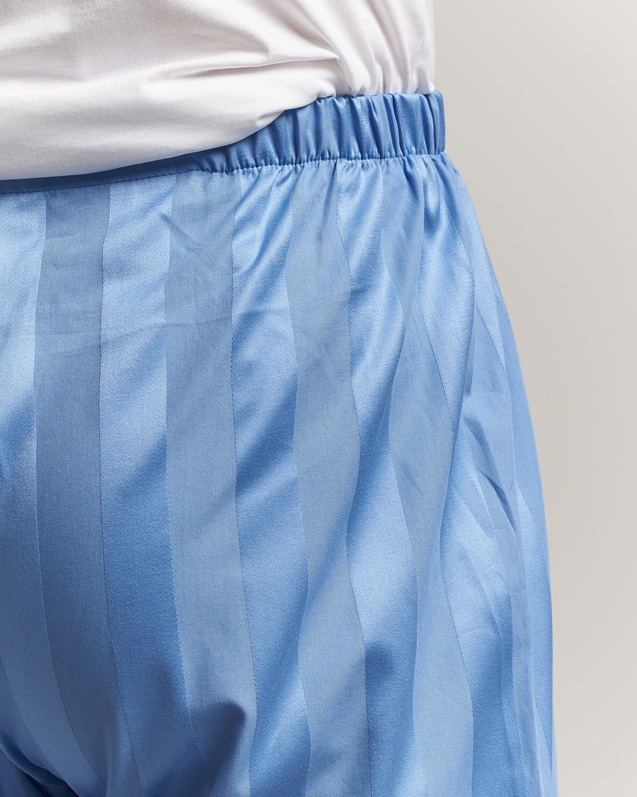 Uomini | Accappatoi & Pigiami | Derek Rose | Striped Cotton Satin Pyjama Set French Blue