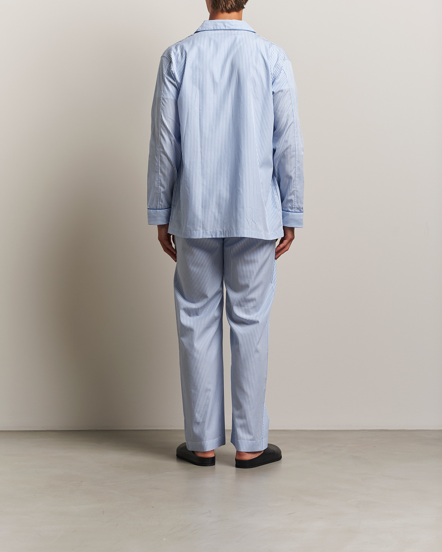 Uomini | Accappatoi & Pigiami | Derek Rose | Striped Piped Cotton Pyjama Set Blue/White
