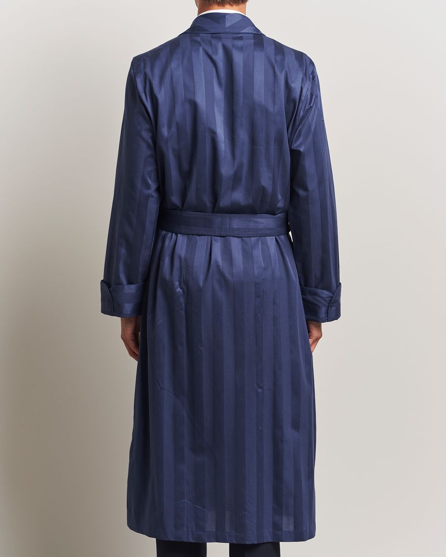 Uomini | Accappatoi & Pigiami | Derek Rose | Striped Cotton Dressing Gown Navy