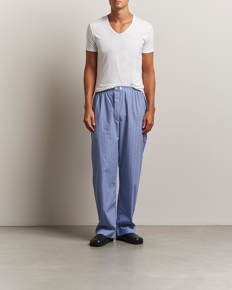 Uomini | T-shirt | Derek Rose | Pima Cotton V-Neck T-Shirt White