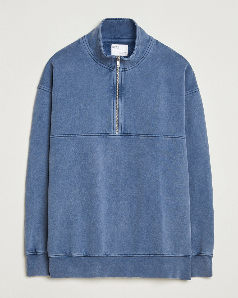 Uomini | Maglieria | Colorful Standard | Classic Organic Half-Zip Neptune Blue