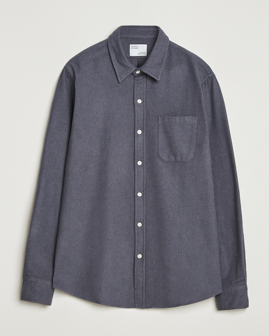 Uomini | Camicie | Colorful Standard | Organic Flannel Shirt Lava Grey