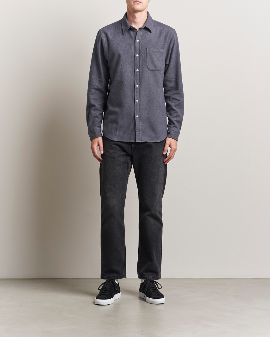 Uomini | Camicie | Colorful Standard | Organic Flannel Shirt Lava Grey