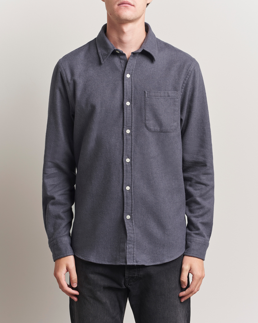Uomini | Camicie | Colorful Standard | Organic Flannel Shirt Lava Grey