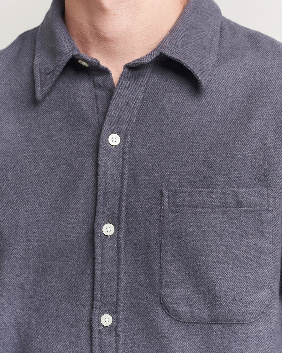 Uomini | Camicie | Colorful Standard | Organic Flannel Shirt Lava Grey