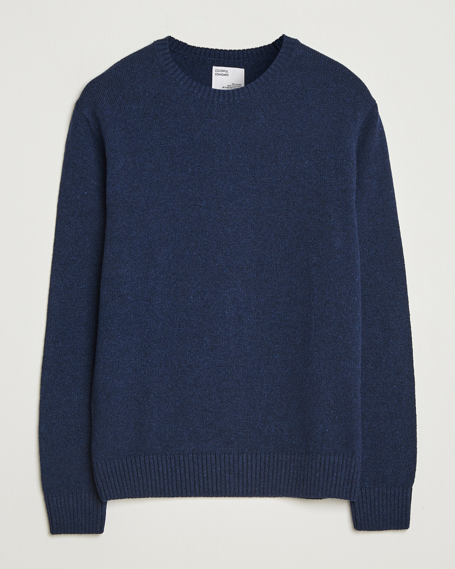 Uomini | Maglieria | Colorful Standard | Classic Merino Wool Crew Neck Marine Blue